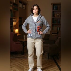 Y2K Victoria's Secret PINK Collegiate Collection faux-fur lined cardigan